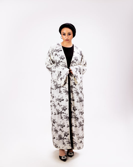 Kimono White Abaya Linne | Kimono White Abaya | Anisamodest