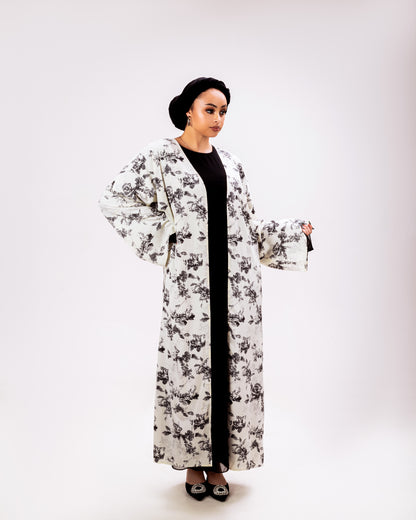 Kimono White Abaya Linne | Kimono White Abaya | Anisamodest