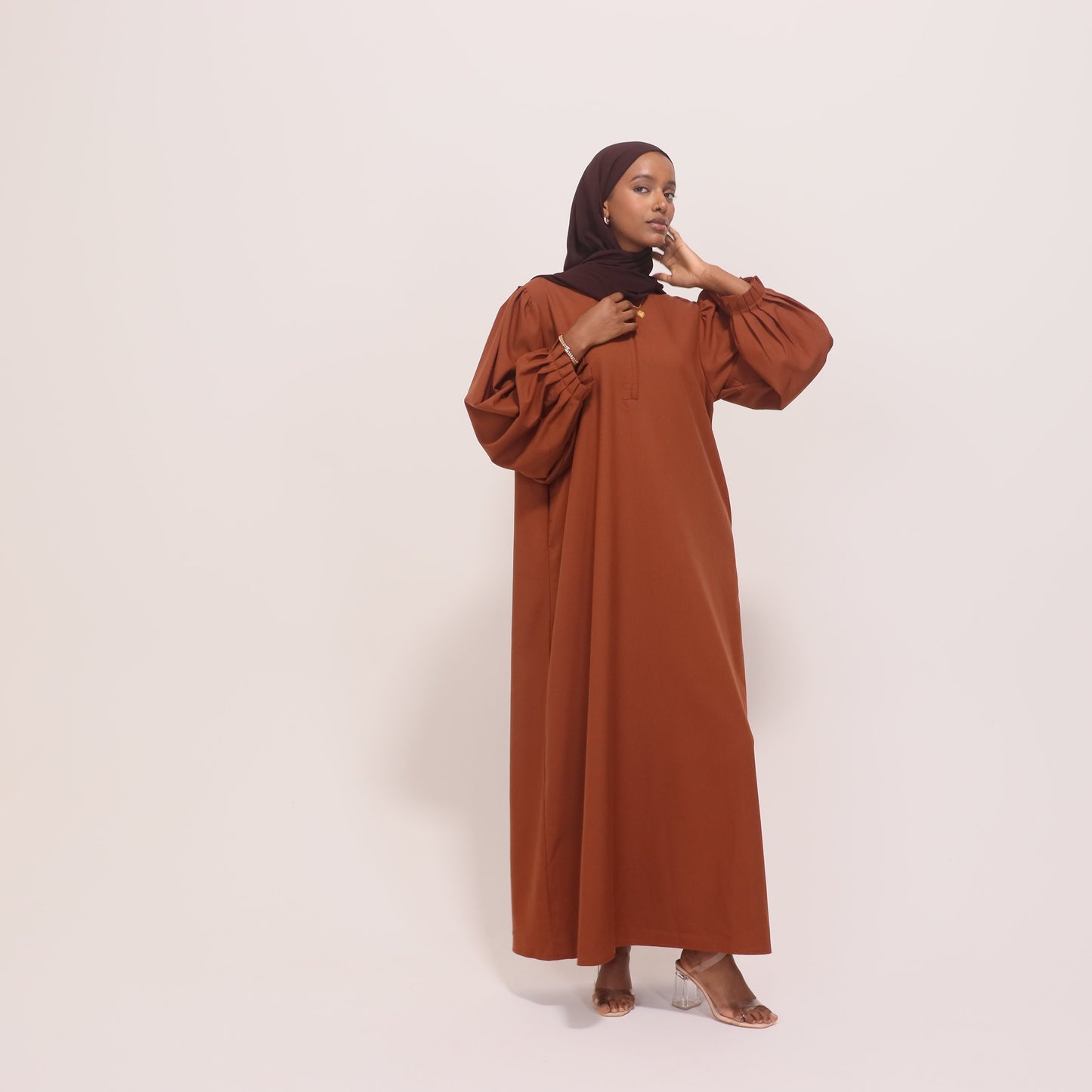 Brown Orange Maxi Dress ANISA | Brown Orange  Maxi Dress | Anisamodest