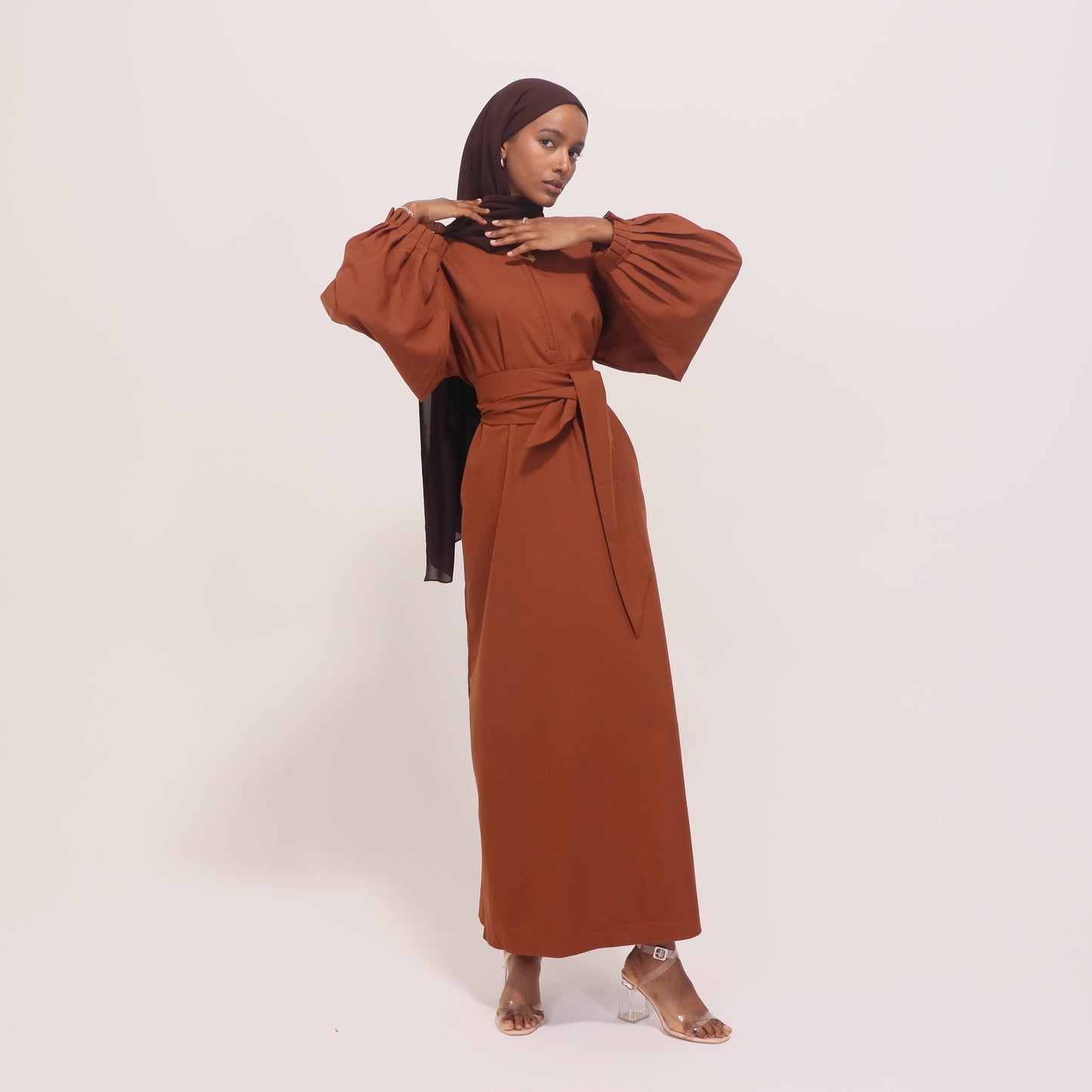 Brown Orange Maxi Dress ANISA | Brown Orange  Maxi Dress | Anisamodest