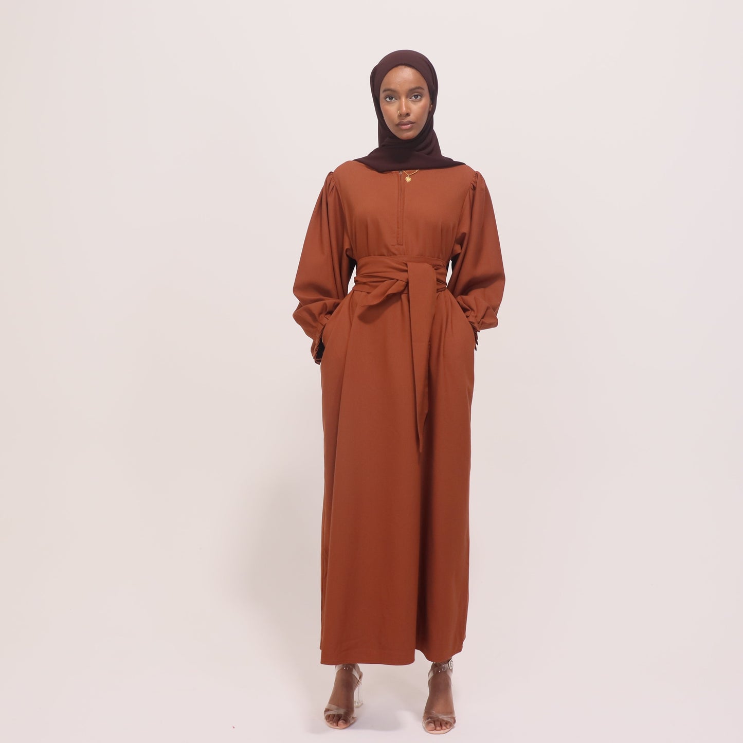 Brown Orange Maxi Dress ANISA | Brown Orange  Maxi Dress | Anisamodest